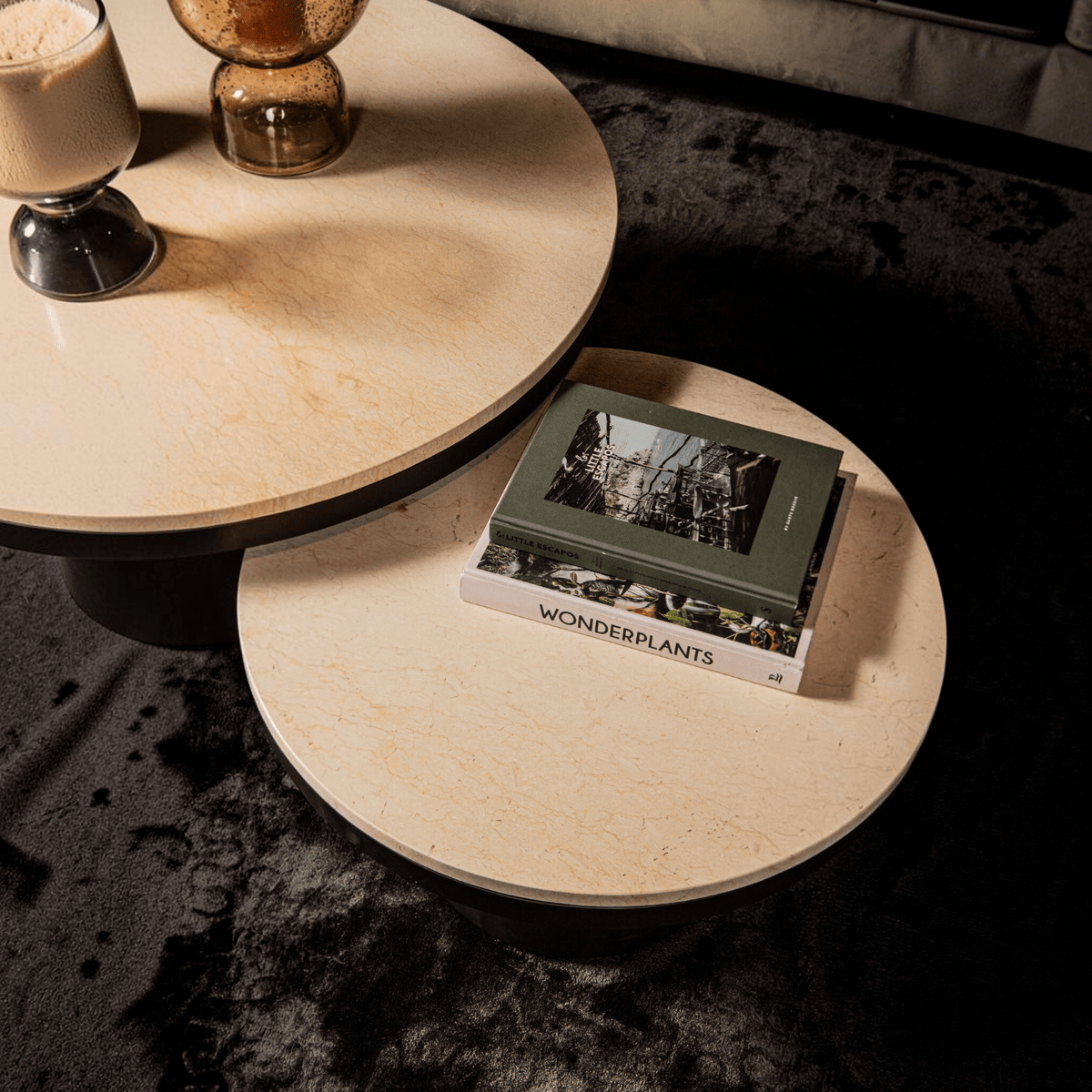PTMD | Bregt Salontafel | Beige Marmer Rond Hoog - PTMD - Woonboutique