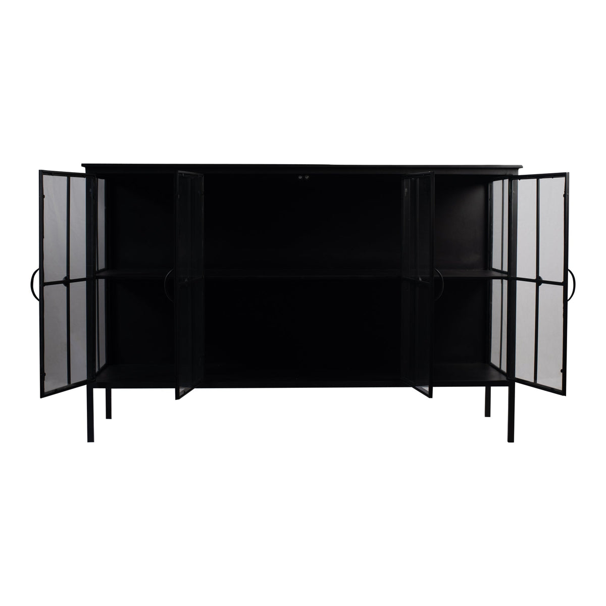 PTMD Cave Dressoir Laag | Zwart IJzer & Glas - PTMD - Woonboutique