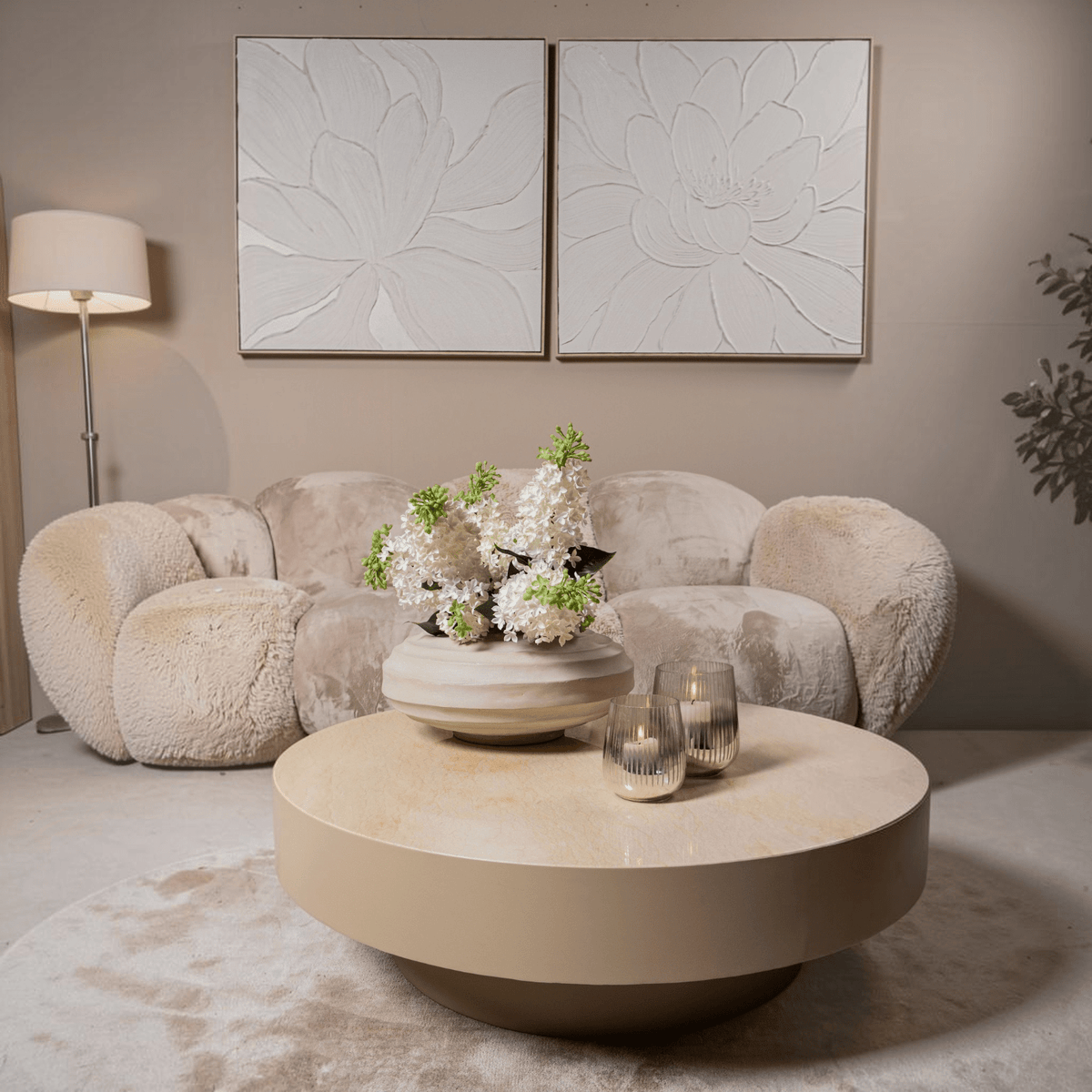 PTMD | Corfu Salontafel | Beige Marmer Rond - PTMD - Woonboutique