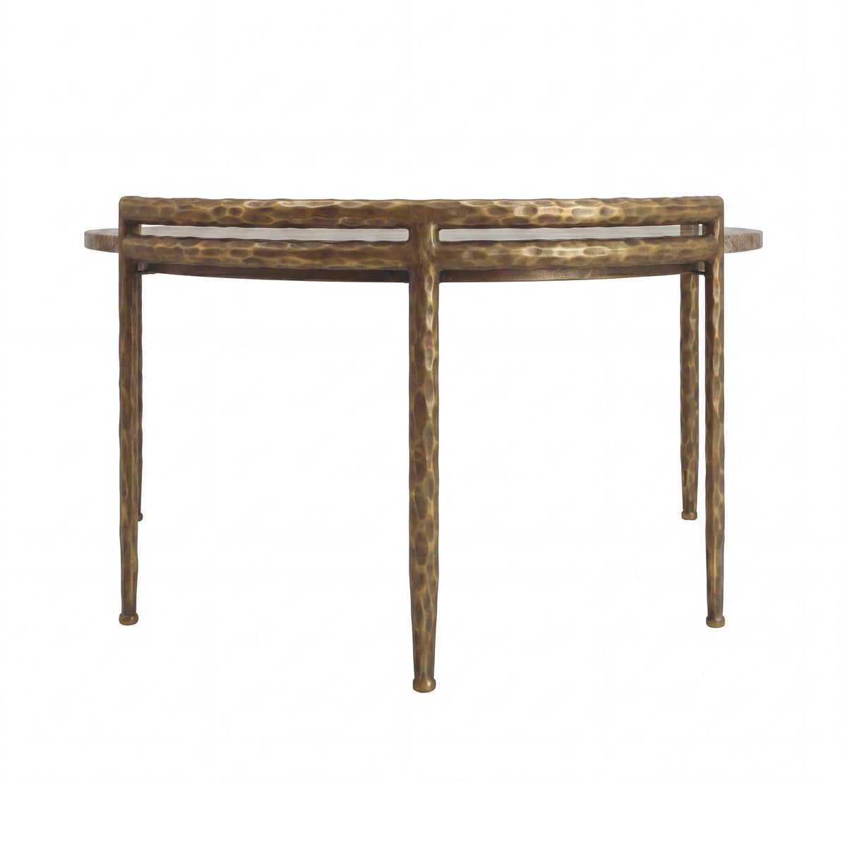 PTMD | Dented Salontafel | Donkerbeige Marmer Rond Messing Onderstel - PTMD - Woonboutique