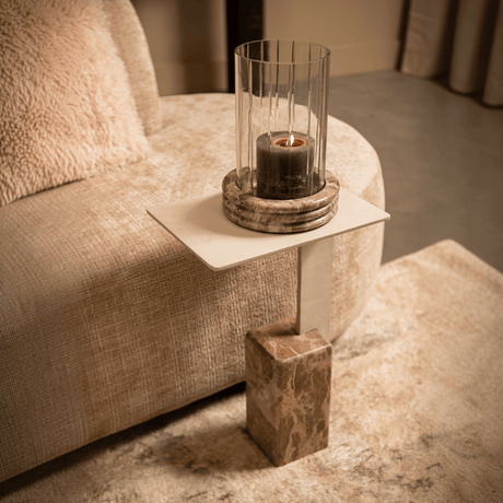 PTMD | Ebe Bijzettafel | Beige Marmeren Voet - PTMD - Woonboutique
