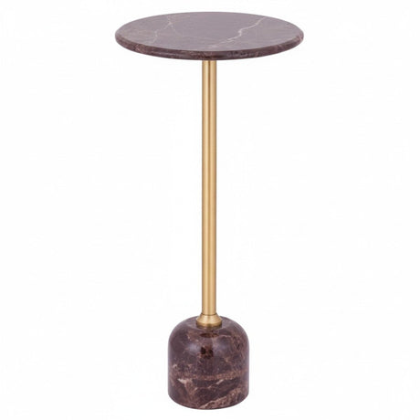 PTMD | Jari Bijzettafel | Donkerbruin Marmer Balvoet Hoog - PTMD - Woonboutique