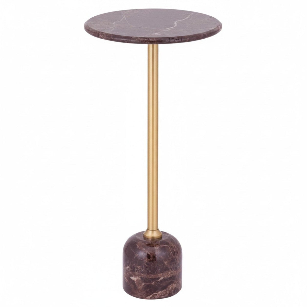 PTMD | Jari Bijzettafel | Donkerbruin Marmer Balvoet Hoog - PTMD - Woonboutique