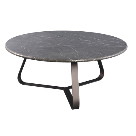 PTMD | Kae Salontafel | Donkerbruin Marmer Rond IJzeren Poten L - PTMD - Woonboutique