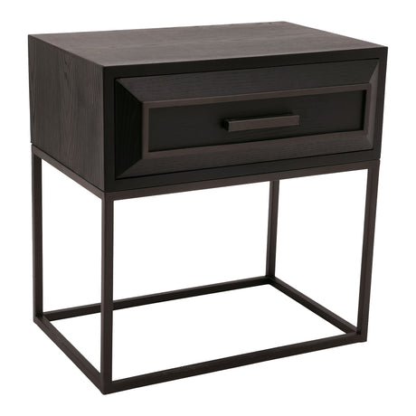 PTMD Lixly Nachtkastje | Zwart Hout & IJzer - PTMD - Woonboutique