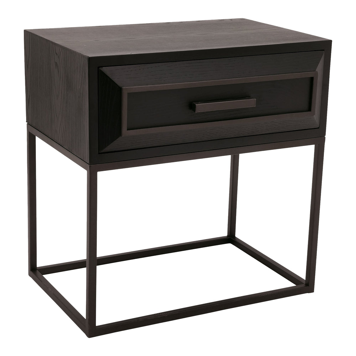 PTMD Lixly Nachtkastje | Zwart Hout & IJzer - PTMD - Woonboutique