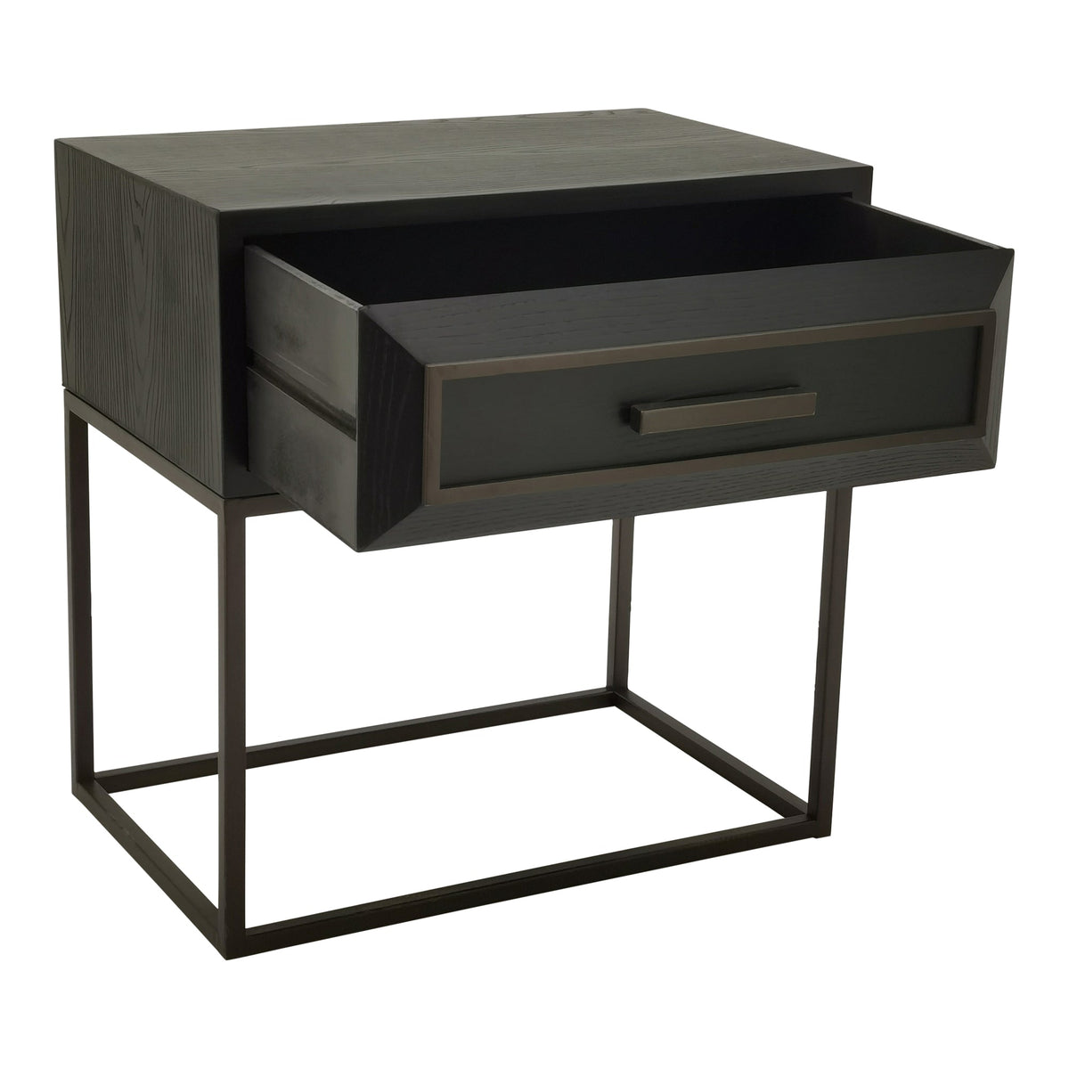 PTMD Lixly Nachtkastje | Zwart Hout & IJzer - PTMD - Woonboutique