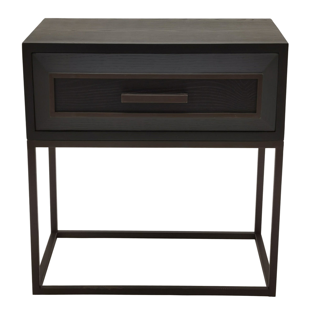 PTMD Lixly Nachtkastje | Zwart Hout & IJzer - PTMD - Woonboutique
