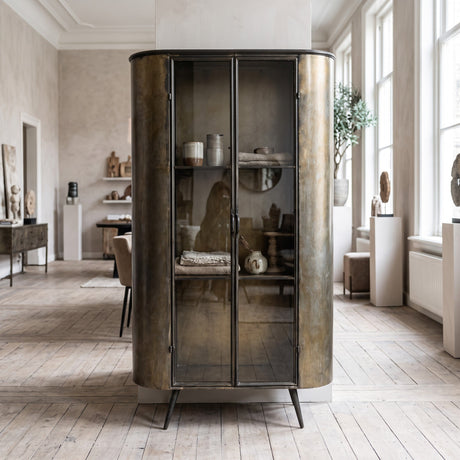 PTMD Spacer Vitrinekast | Messing & Glas - PTMD - Woonboutique