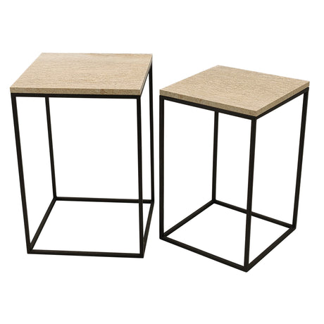 PTMD | Volos Bijzettafel | Beige Marmer / Set van 2 - PTMD - Woonboutique