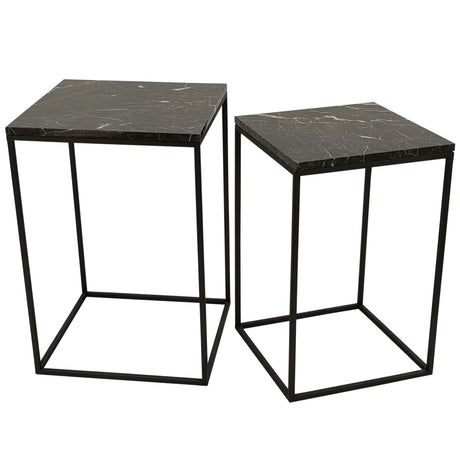 PTMD | Volos Bijzettafel | Bruin Marmer / Set van 2 - PTMD - Woonboutique