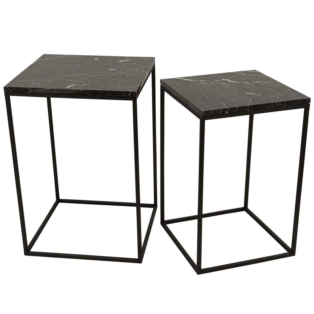 PTMD | Volos Bijzettafel | Bruin Marmer / Set van 2 - PTMD - Woonboutique