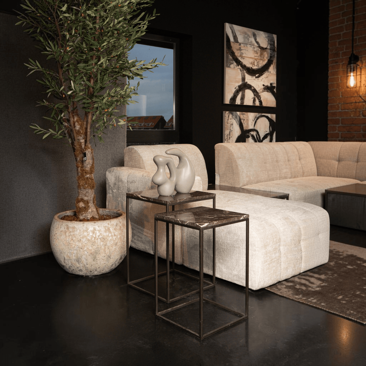 PTMD | Volos Bijzettafel | Bruin Marmer / Set van 2 - PTMD - Woonboutique