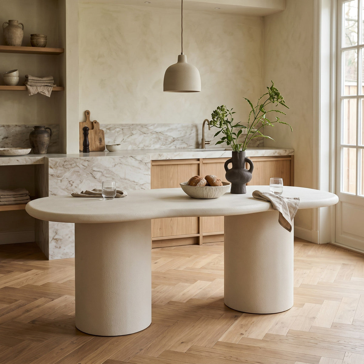 Pole to Pole | Scandi Eettafel | Microcement Naturel / 220x110 cm - Pole to Pole - Woonboutique