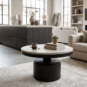 PTMD | Bregt Salontafel | Beige Marmer Rond Laag - PTMD - Woonboutique