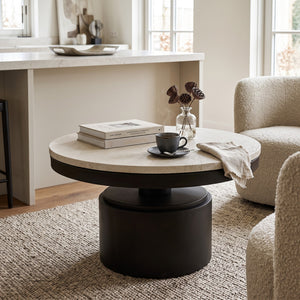 PTMD | Bregt Salontafel | Beige Marmer Rond Laag - PTMD - Woonboutique