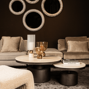 PTMD | Bregt Salontafel | Beige Marmer Rond Laag - PTMD - Woonboutique