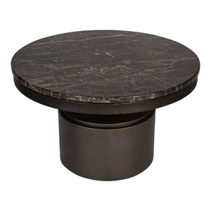 PTMD | Bregt Salontafel | Donkerbruin Marmer Rond Laag - PTMD - Woonboutique