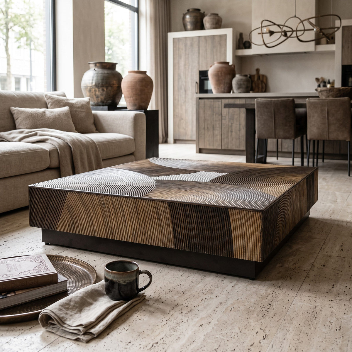 PTMD | Casablanca Salontafel | Bruin Vierkant met Afgeronde Hoeken - PTMD - Woonboutique
