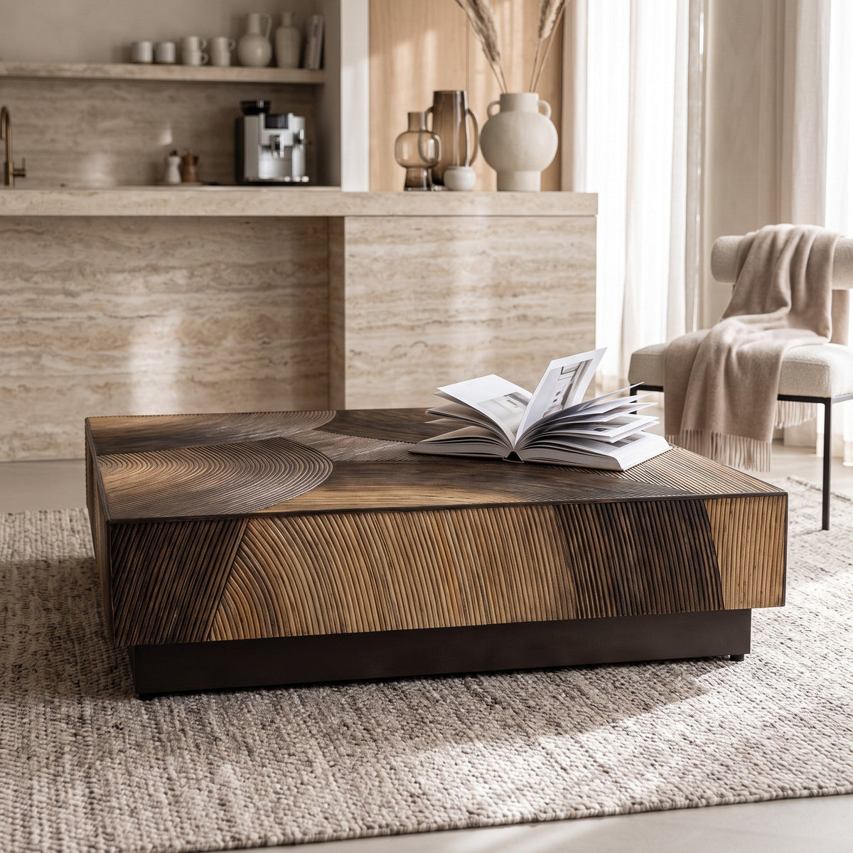 PTMD | Casablanca Salontafel | Bruin Vierkant met Afgeronde Hoeken - PTMD - Woonboutique