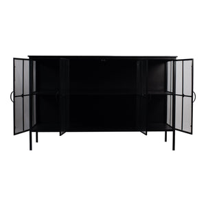 PTMD Cave Dressoir Laag | Zwart IJzer & Glas - PTMD - Woonboutique