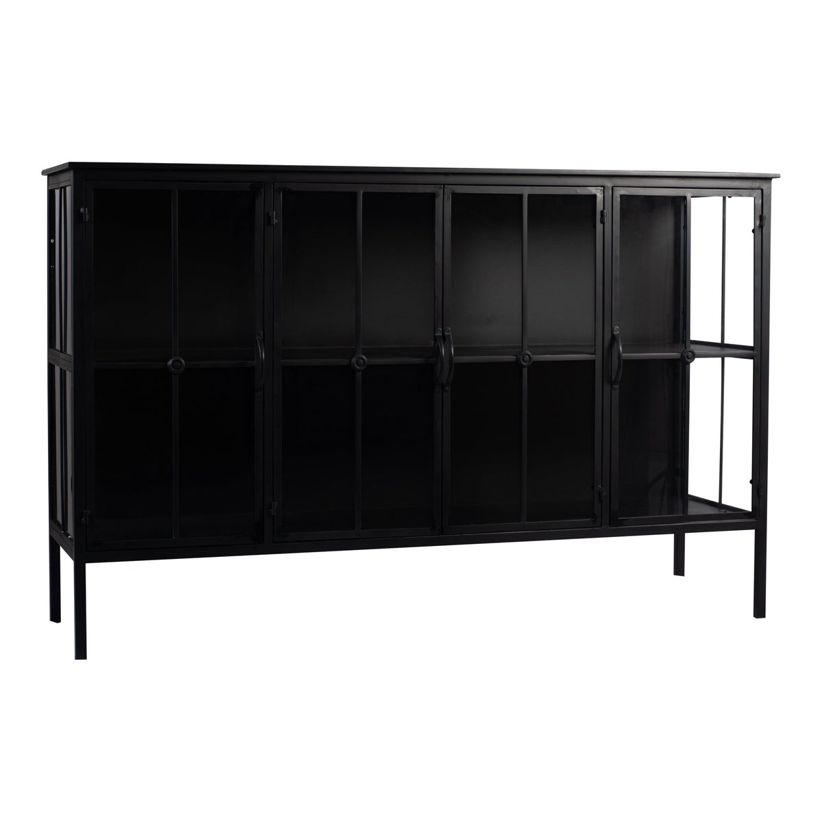 PTMD Cave Dressoir Laag | Zwart IJzer & Glas - PTMD - Woonboutique