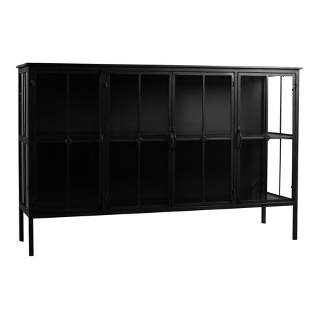 PTMD Cave Dressoir Laag | Zwart IJzer & Glas - PTMD - Woonboutique