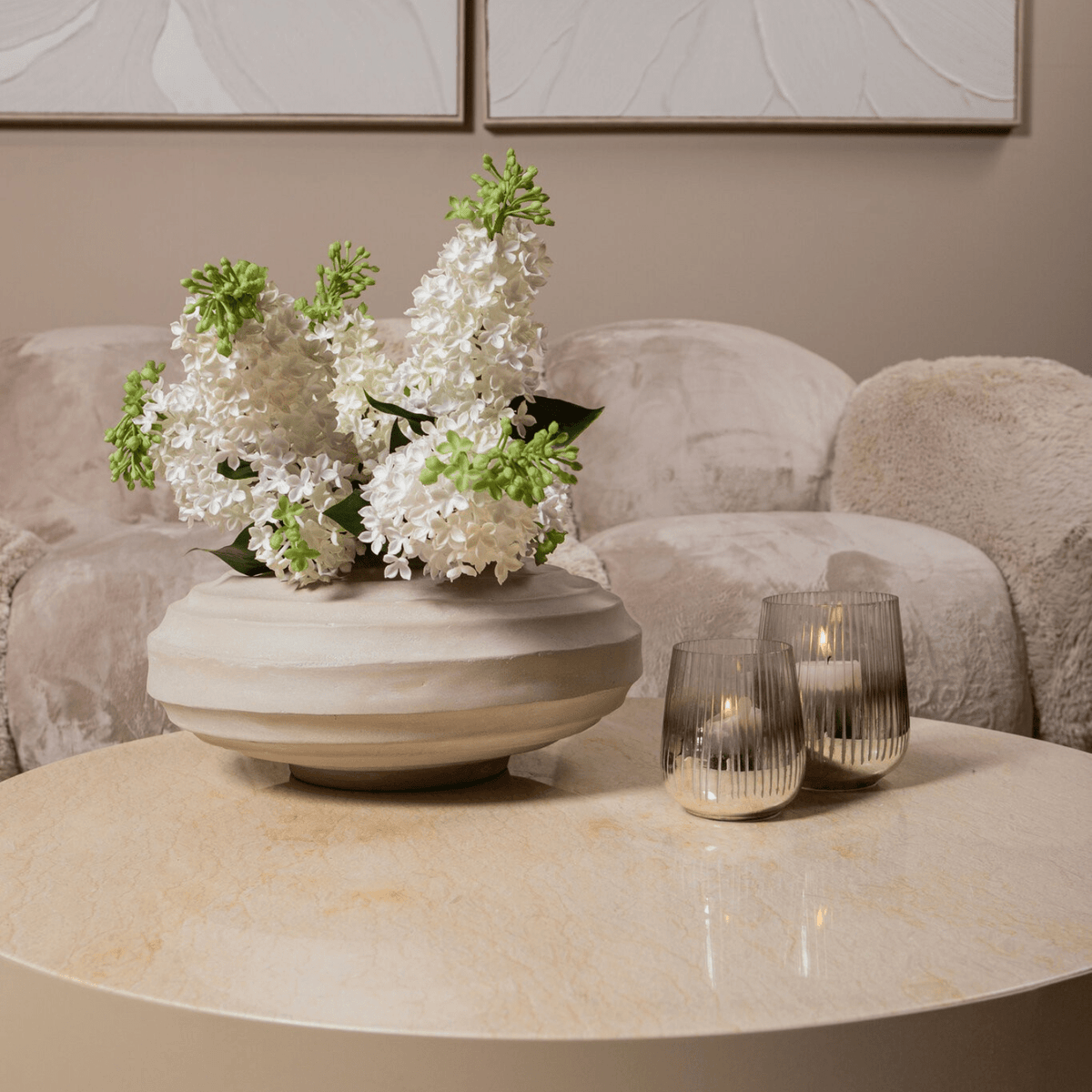 PTMD | Corfu Salontafel | Beige Marmer Rond - PTMD - Woonboutique