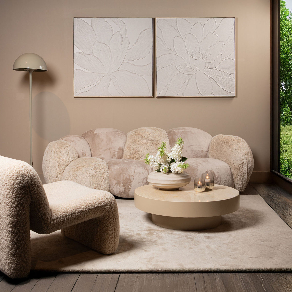 PTMD | Corfu Salontafel | Beige Marmer Rond - PTMD - Woonboutique
