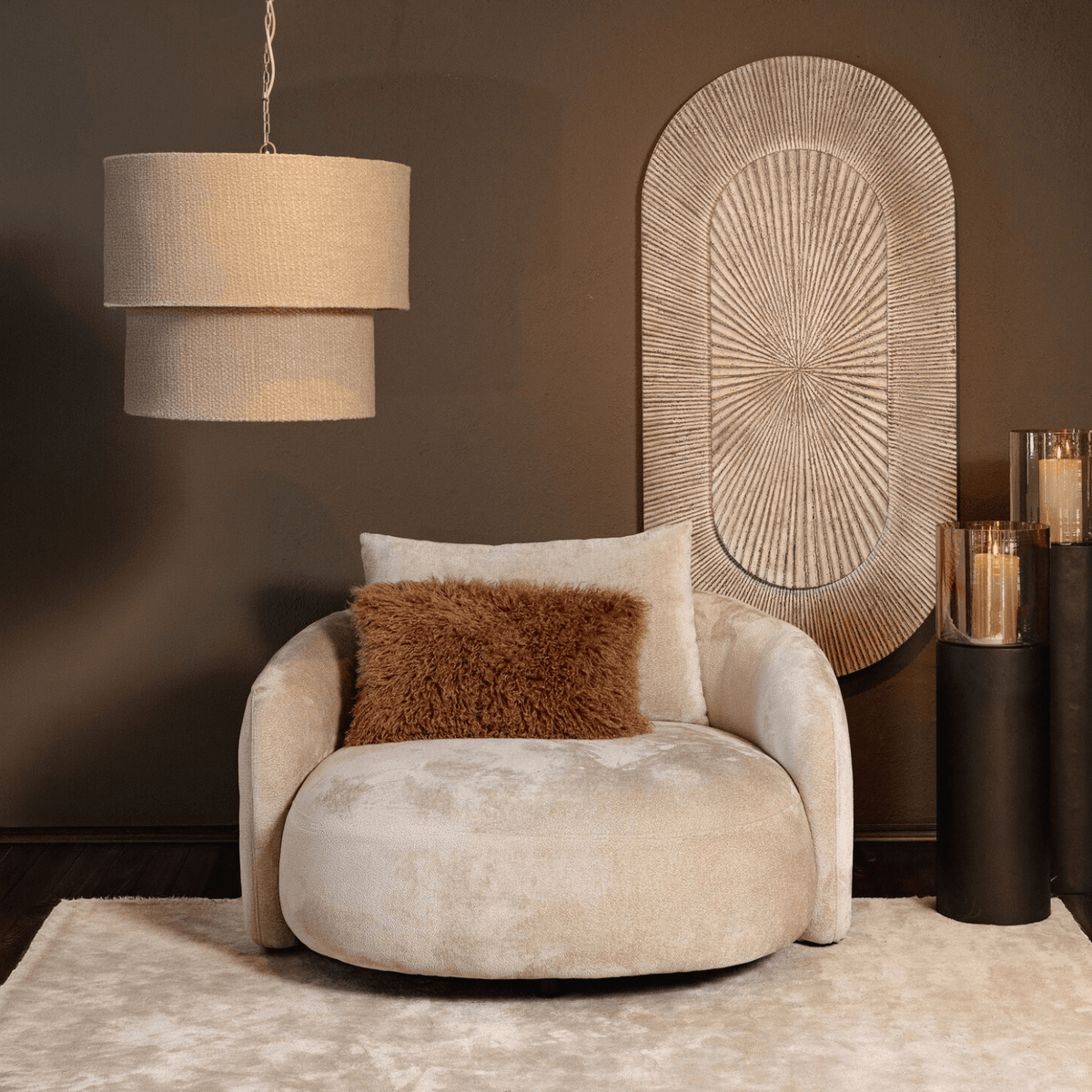 PTMD | Devi Hanglamp Taupe Linnen - PTMD - Woonboutique