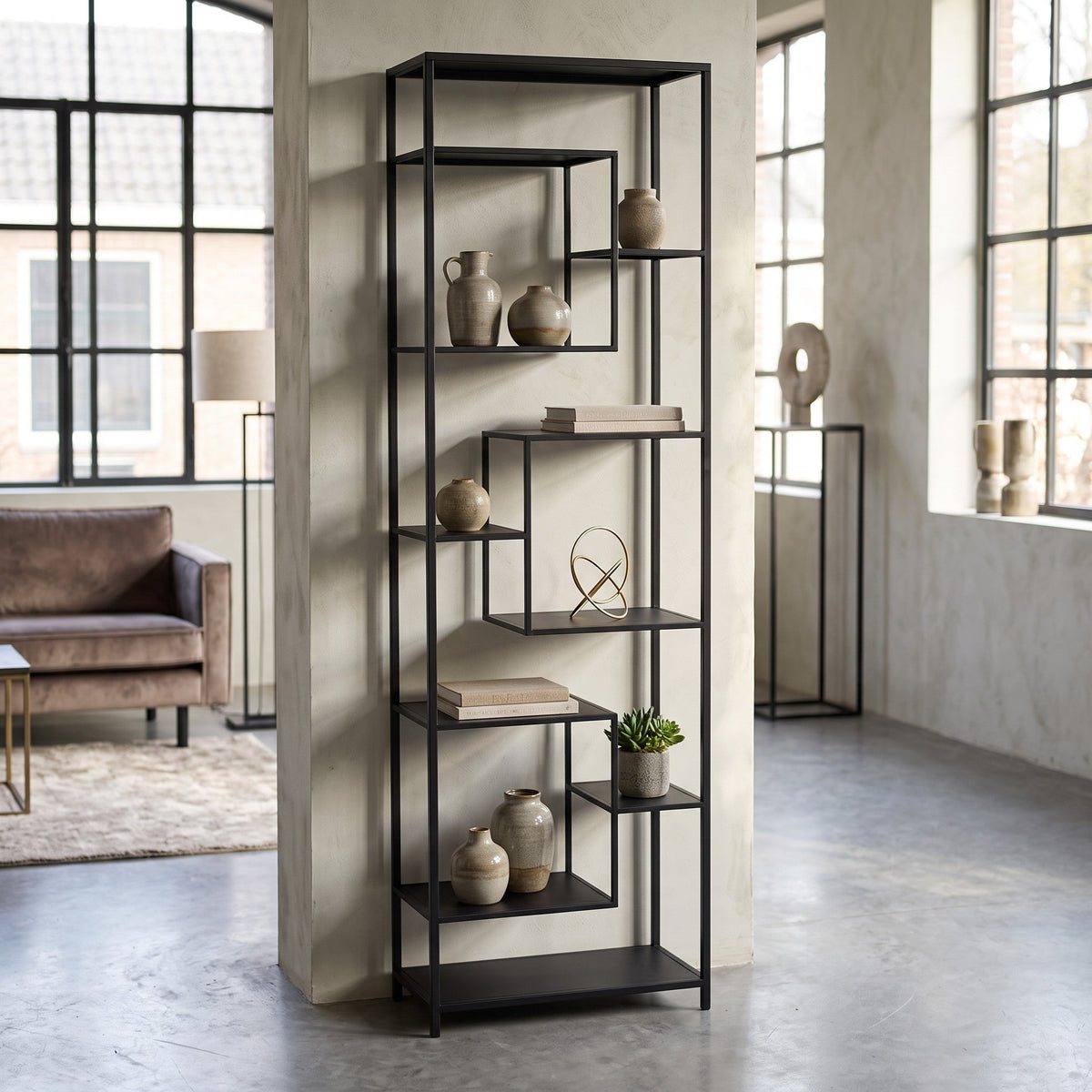 PTMD Duana Kast Hoog | Zwart IJzer - PTMD - Woonboutique
