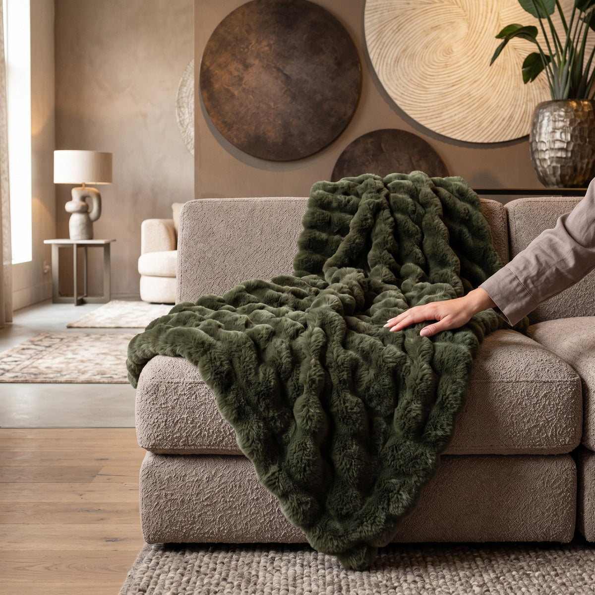 PTMD | Dunae Plaid Mosgroen L - PTMD - Woonboutique