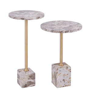 PTMD | Ebe Bijzettafel | Beige Marmeren Voet Laag - PTMD - Woonboutique