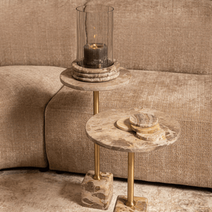 PTMD | Ebe Bijzettafel | Beige Marmeren Voet Laag - PTMD - Woonboutique