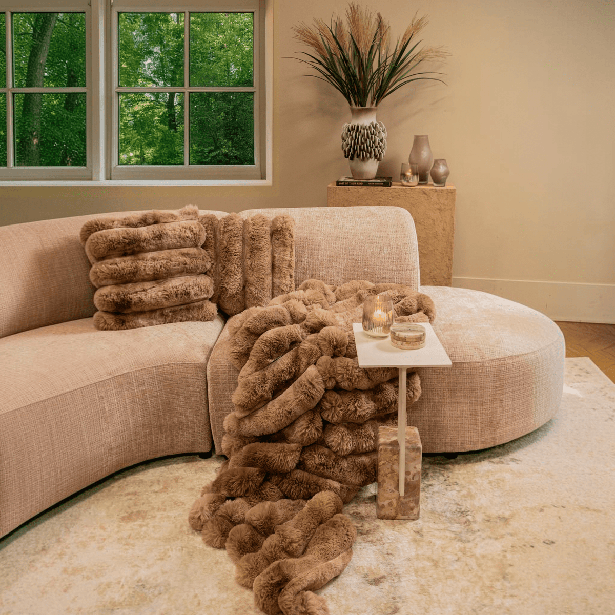 PTMD | Ebe Bijzettafel | Beige Marmeren Voet - PTMD - Woonboutique