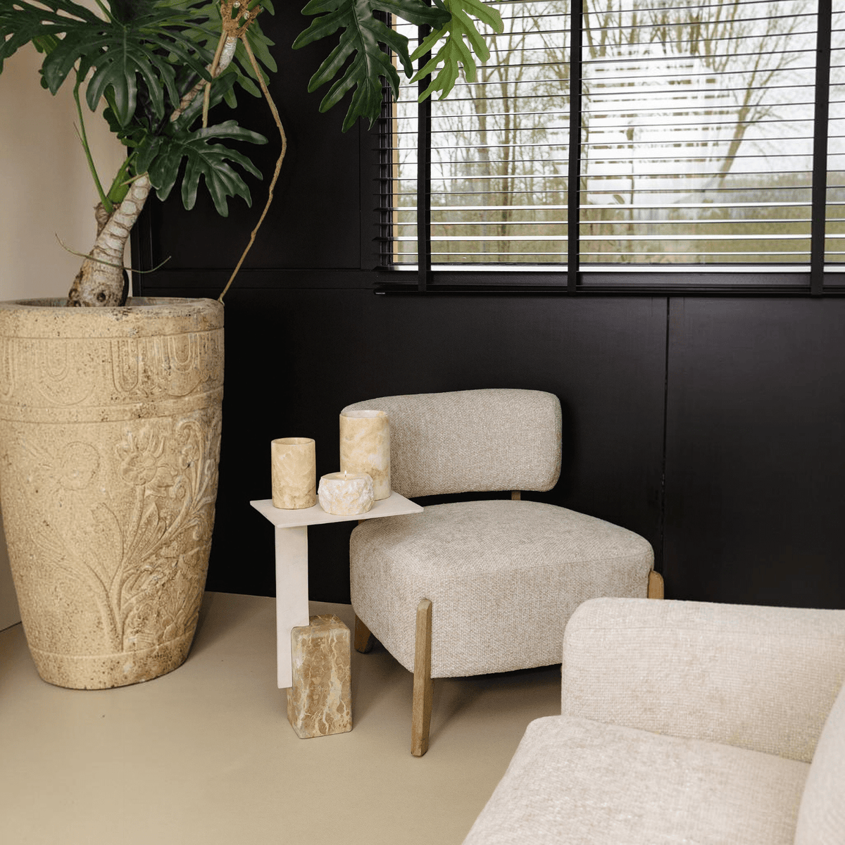 PTMD | Ebe Bijzettafel | Beige Marmeren Voet - PTMD - Woonboutique