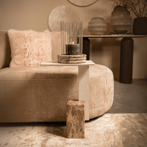 PTMD | Ebe Bijzettafel | Beige Marmeren Voet - PTMD - Woonboutique