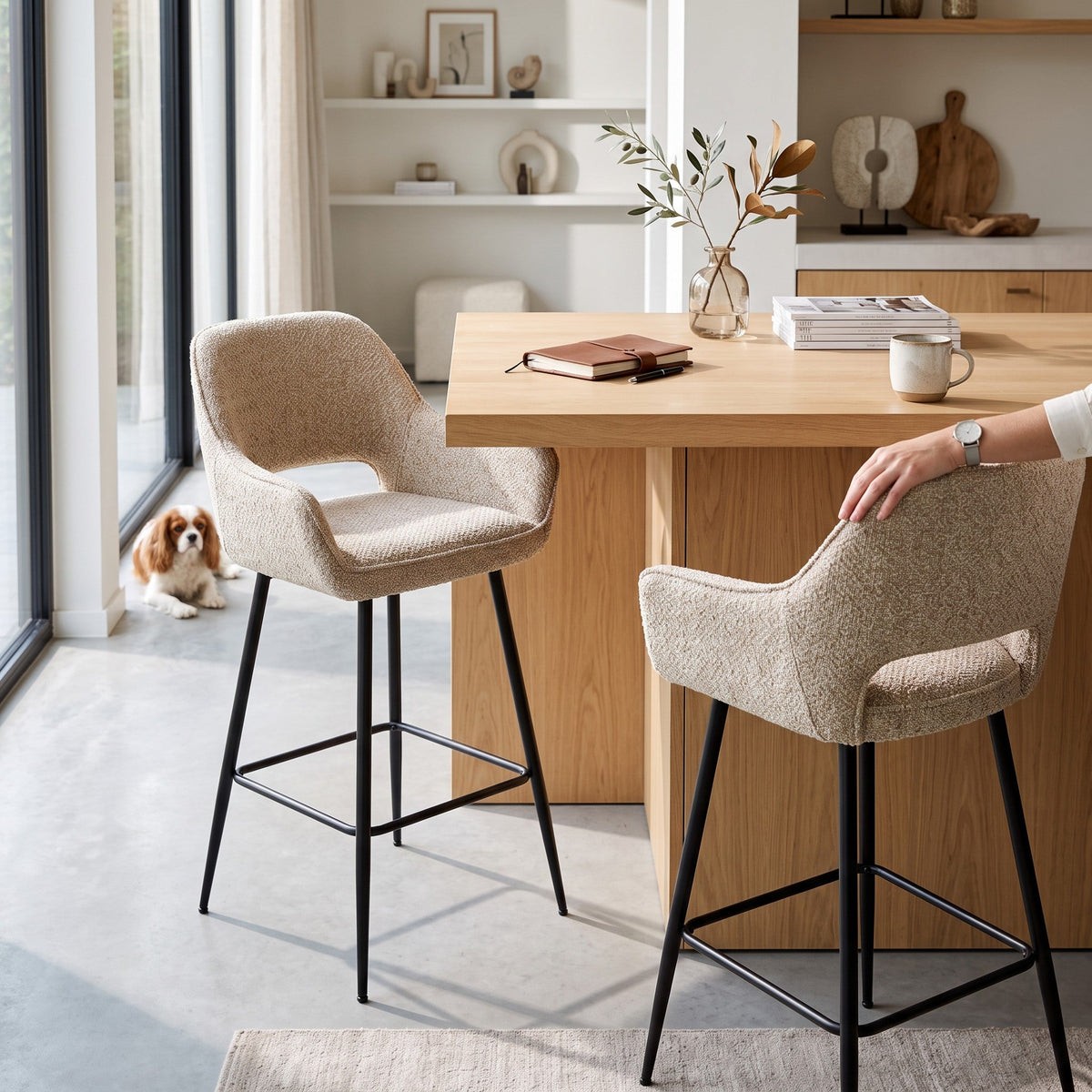 PTMD | Fallon Barkruk | Taupe / Set van 2 - PTMD - Woonboutique