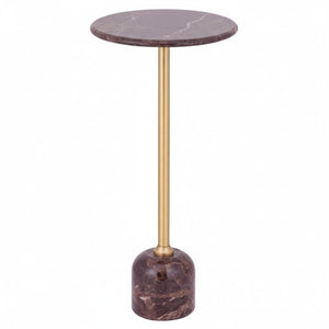 PTMD | Jari Bijzettafel | Donkerbruin Marmer Balvoet Hoog - PTMD - Woonboutique