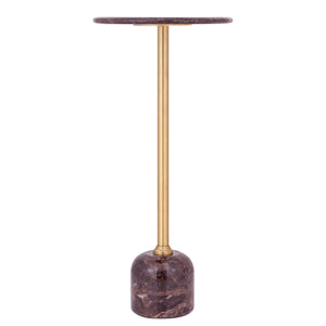 PTMD | Jari Bijzettafel | Donkerbruin Marmer Balvoet Hoog - PTMD - Woonboutique