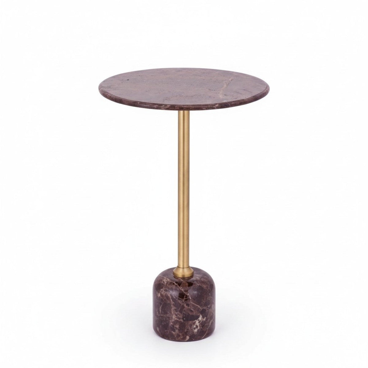 PTMD | Jari Bijzettafel | Donkerbruin Marmer Balvoet Laag - PTMD - Woonboutique