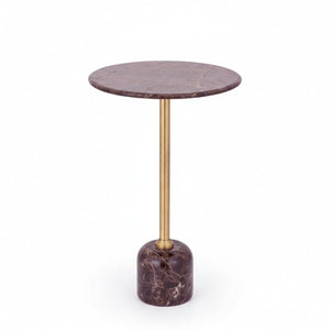 PTMD | Jari Bijzettafel | Donkerbruin Marmer Balvoet Laag - PTMD - Woonboutique