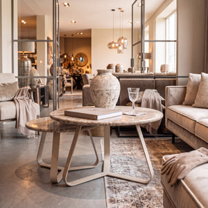 PTMD | Kae Salontafel | Beige Marmer Rond IJzeren Poten S - PTMD - Woonboutique