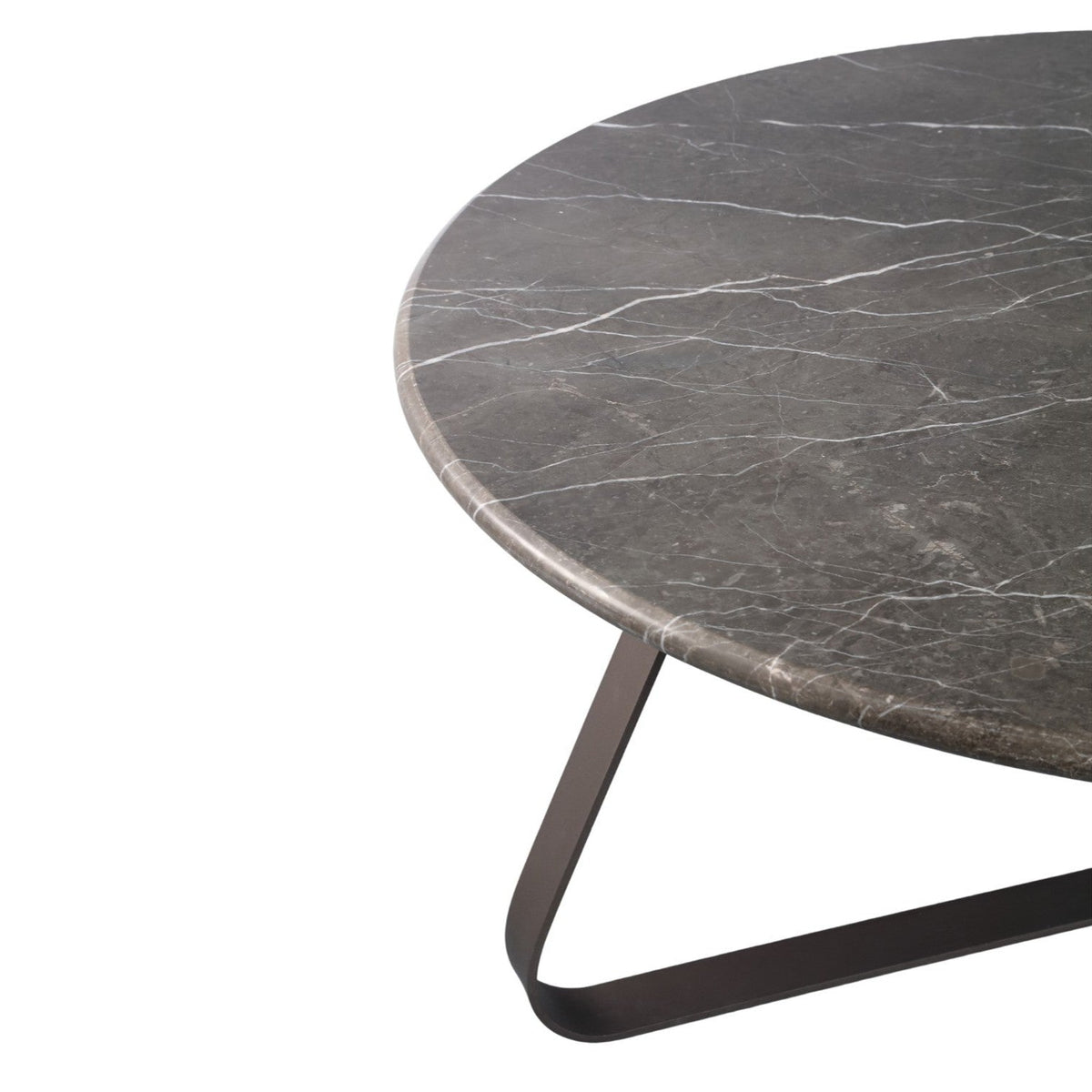 PTMD | Kae Salontafel | Donkerbruin Marmer Rond IJzeren Poten L - PTMD - Woonboutique