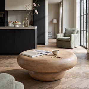 PTMD | Kedan Salontafel | Lichtbruin Mangohout Rond - PTMD - Woonboutique