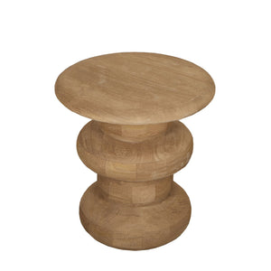 PTMD | Keven Bijzettafel | Naturel Mangohout Geribbeld Rond - PTMD - Woonboutique