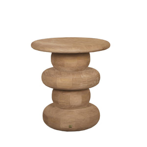 PTMD | Keven Bijzettafel | Naturel Mangohout Geribbeld Rond - PTMD - Woonboutique