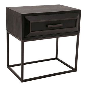 PTMD Lixly Nachtkastje | Zwart Hout & IJzer - PTMD - Woonboutique