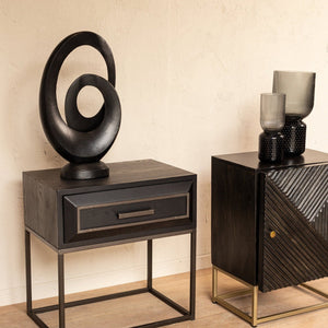 PTMD Lixly Nachtkastje | Zwart Hout & IJzer - PTMD - Woonboutique