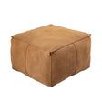 PTMD | Marieke Poef | Camel Suede Leer Vierkant - PTMD - Woonboutique